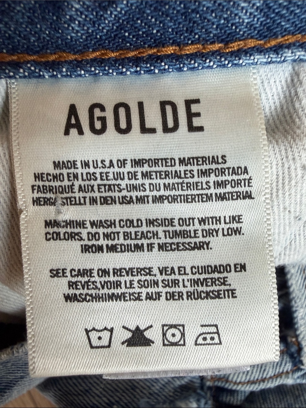 Agolde high rise medium Blue Jaden Distressed Denim Cutoff Shorts size 25 - Picture 15 of 16